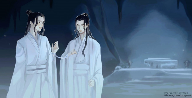 Обои картинки фото рисованное, кино,  мультфильмы, вэй, усянь, лань, ванцзы, лента, пещера