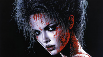 Картинка фэнтези вампиры нейросети графика нейроарт ai art нейронные сети рисунки нейро искусство нейрографика graphics neuroart neural networks drawings neuro neurography лицо девушки кровь вампирша