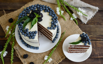 Картинка еда торты мята торт черника ежевика