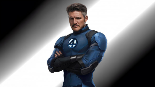 Обои картинки фото fantastic four ,  2024 , рисованное, кино,  мультфильмы, pedro, pascal, mr, fantastic, the, four, 2025, фантастика, боевик, фантастичeская, четверка, педро, паскаль