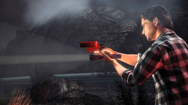 Обои картинки фото видео игры, alan wake`s american nightmare, алан, пистолет, фонарь