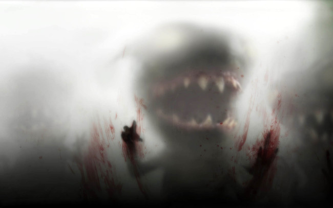 Обои картинки фото видео игры, killer freaks from outer space, монстр, пасть, кровь, туман