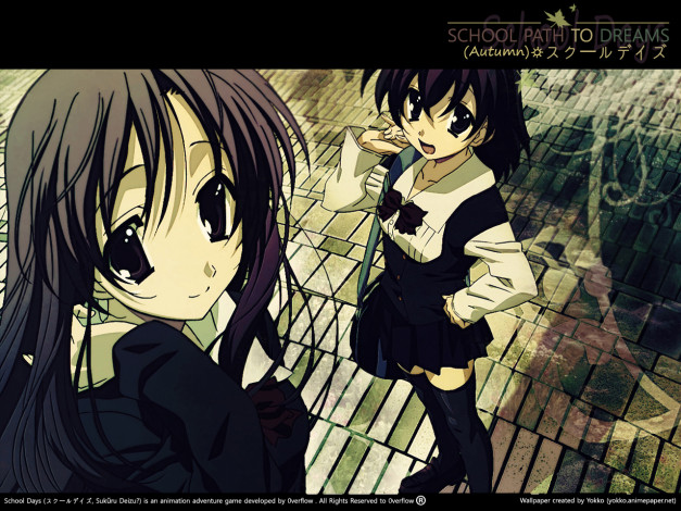 Обои картинки фото аниме, school, days
