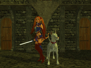 Картинка 3д графика elves эльфы эльфийка собака