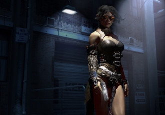 Картинка 3д графика military девушка пистолет очки