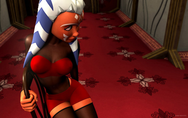 Обои картинки фото 3д, графика, creatures, существа, комната, девушка