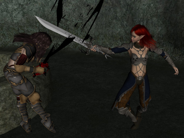 Обои картинки фото 3д графика, elves , эльфы, меч, эльфийки