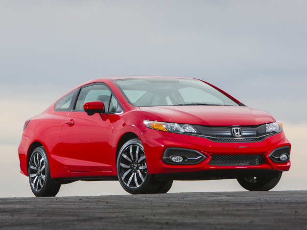Обои картинки фото автомобили, honda, красный, civic, coupe, 2014г