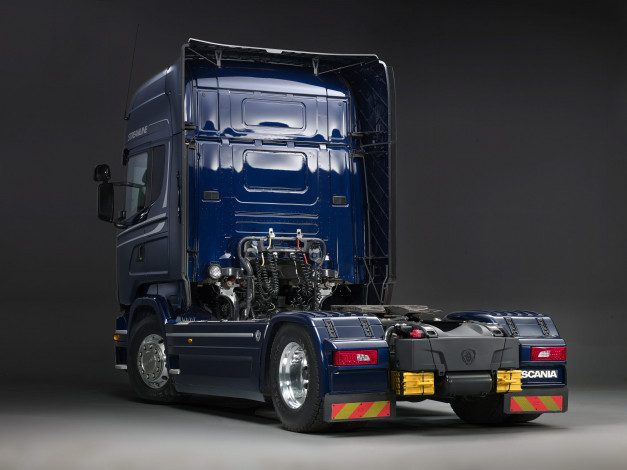 Обои картинки фото автомобили, scania, синий, зад, скания