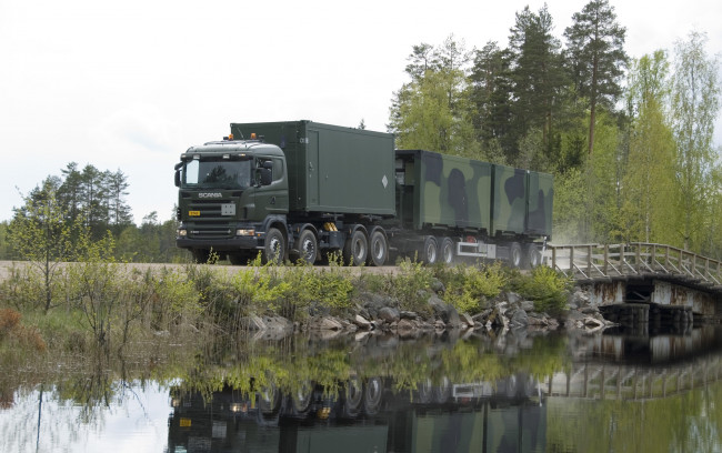 Обои картинки фото автомобили, scania, зелёный, скания, военный