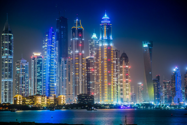 Обои картинки фото dubai,  uae, города, дубаи , оаэ, ночной, город, uae, дубай, гавань, небоскрёбы, здания