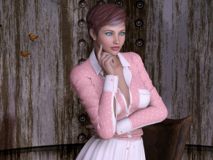 обоя 3д графика, люди , people, фон, взгляд, девушка