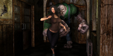 Картинка 3д+графика фантазия+ fantasy существо фон взгляд девушка