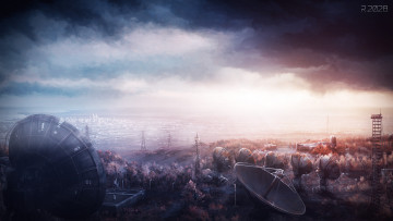 Картинка аниме город +улицы +здания yu-kun арт радары