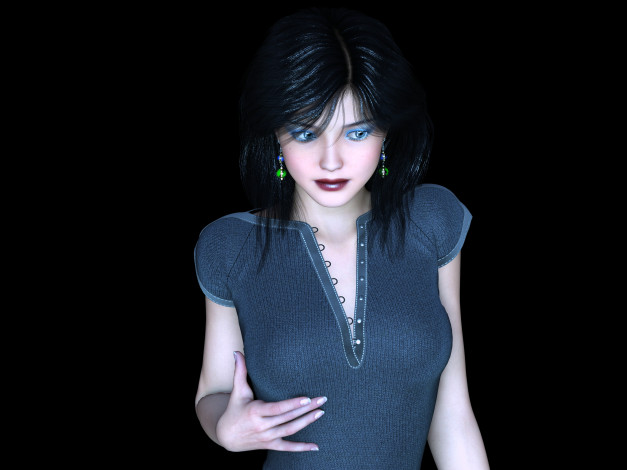 Обои картинки фото 3д графика, люди , people, взгляд, девушка, фон