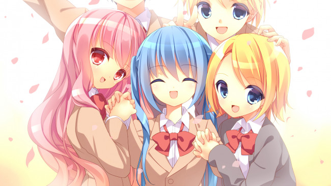 Обои картинки фото аниме, vocaloid, kaito, megurine, luka, kagamine, len, rin, hatsune, miku