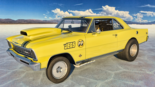 Обои картинки фото автомобили, 3д, chevrolet, 1966, г