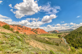 Картинка природа пейзажи река горы лес