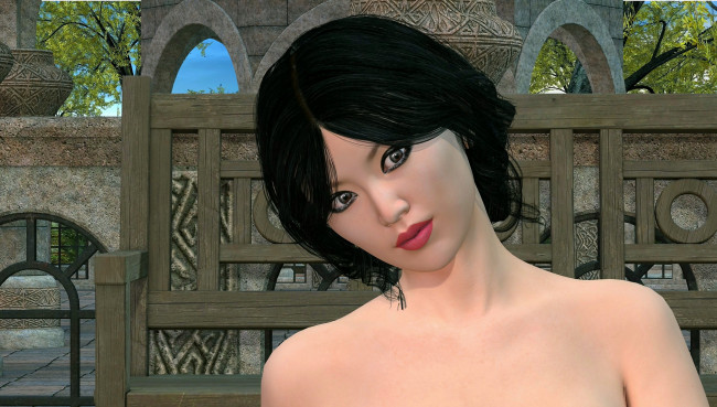 Обои картинки фото 3д графика, портрет , portraits, фон, взгляд, девушка