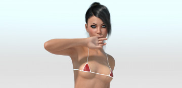 Картинка 3д+графика люди+ people девушка взгляд фон