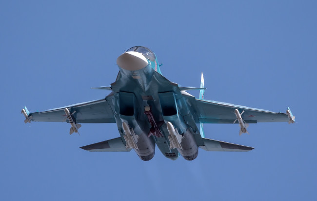 Обои картинки фото su-34, авиация, боевые самолёты, бомбардировщик