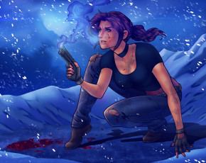 Картинка рисованное люди девушка фон пистолет