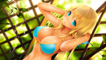 обоя аниме, unknown,  другое , фон, девушка, взгляд