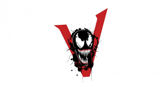 Обои картинки фото рисованное, минимализм, we, are, venom, 2018, веном, лого, logo, sony, фон