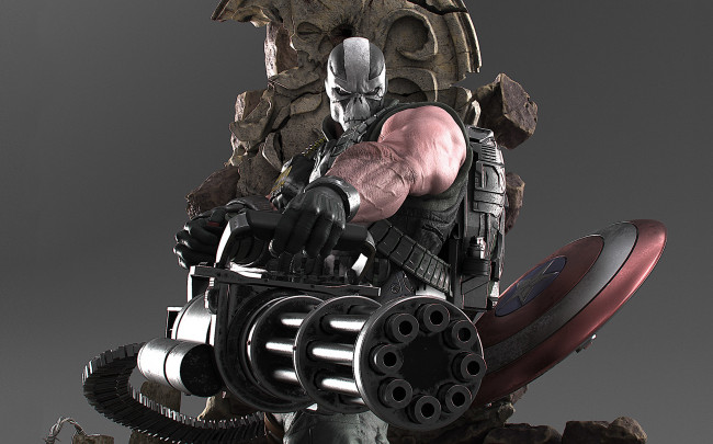 Обои картинки фото рисованное, комиксы, злодей, капитал, америка, щит, череп, captain, america, marvel, маска