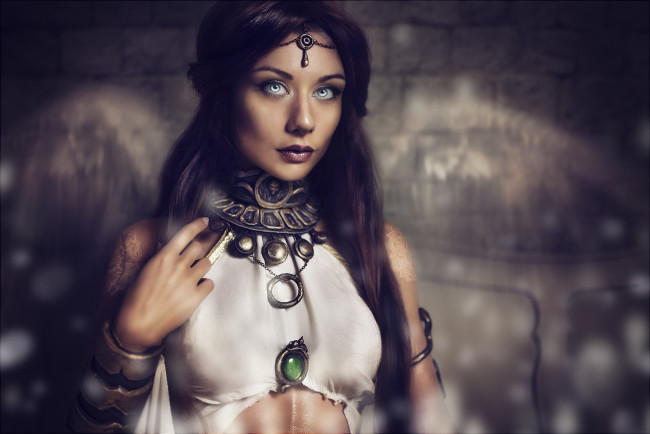 Обои картинки фото разное, cosplay , косплей, девушка, фон, взгляд