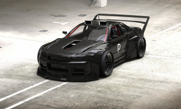 Картинка nissan+skyline+gt-r+r34+black+widow автомобили 3д nissan skyline gtr r34 black widow