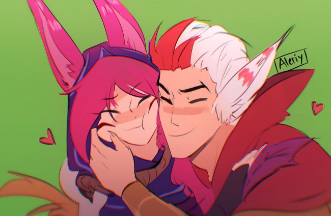 Обои картинки фото видео игры, league of legends, xayah, rakan, любовь