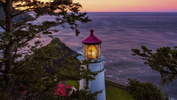 Картинка heceta+head+lighthouse oregon природа маяки heceta head lighthouse