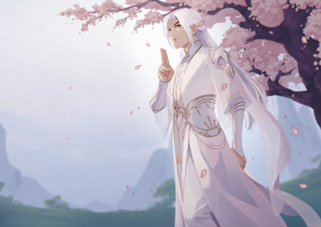 Обои картинки фото аниме, unknown,  другое , заклинатель, жест, цветение