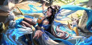 Картинка видео+игры ---другое девушка кролики кисть магия