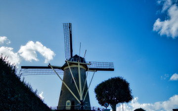 обоя разное, мельницы, небо, мельница, облака