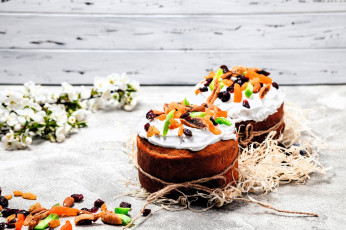 Картинка праздничные пасха куличи цукаты ветка