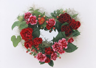 Картинка цветы букеты композиции венок розы гвоздики