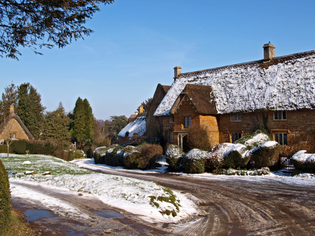 Обои картинки фото города, здания, дома, великобритания, оксфордшир, great, tew