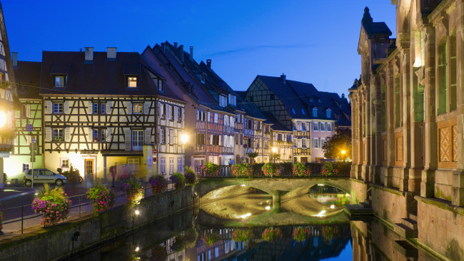 Обои картинки фото colmar, france, города, улицы, площади, набережные, кольмар, франция, набережная, мост, здания, река