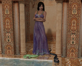 Картинка 3д+графика fantasy+ фантазия змеи девушка