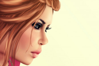 Картинка 3д+графика portraits+ портрет губы волосы лицо девушка рендеринг фон
