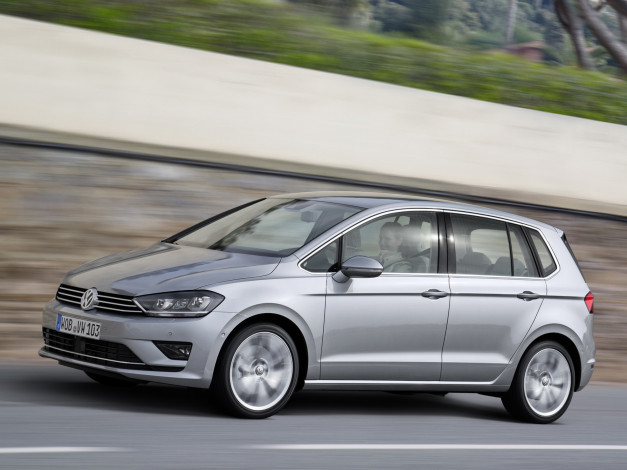 Обои картинки фото автомобили, volkswagen, 2014, tdi, sportsvan, golf, серый