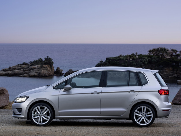 Обои картинки фото автомобили, volkswagen, серый, 2014, sportsvan, tdi, golf