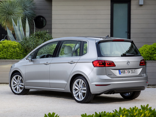 Обои картинки фото автомобили, volkswagen, серый, 2014, tdi, golf, sportsvan