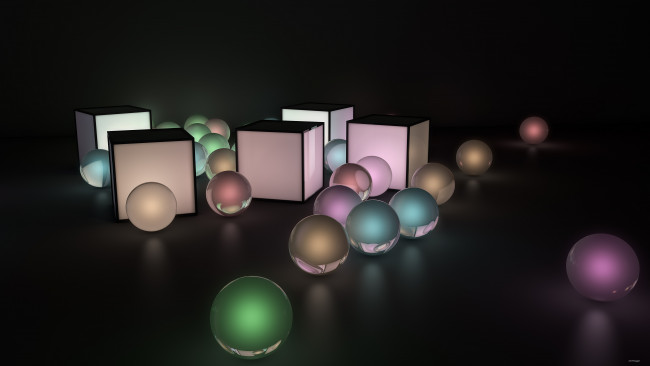 Обои картинки фото 3д графика, шары, квадраты