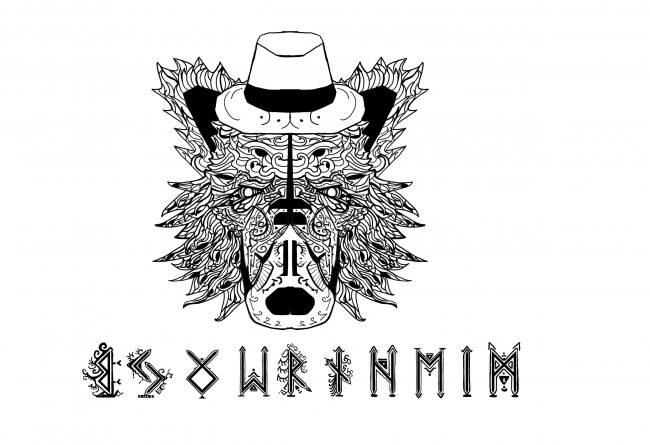 Обои картинки фото рисованные, минимализм, sigil, house, with, hat, bear