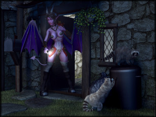 Картинка 3д+графика существа+ creatures кастаника взгляд фон демон лимуры