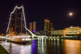 Картинка buenos+aires корабли порты+ +причалы огни мачты причал ночь