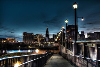 Картинка хартфорд+сша города -+огни+ночного+города ночь огни мост река хартфорд дома